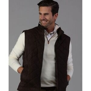 NWT Collars and Co Tech Suede Cambridge Quilted Vest Brown 2XL